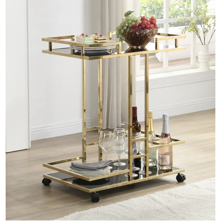 WOHNLING Wózek barowy złota rama 67,5 x 83,5 x 43cm / WL7.336