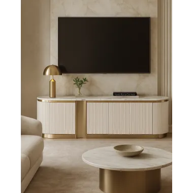 Livin Hill Stilig ST916F Komoda RTV białe ecru marmur MDF 200cm / ST916F