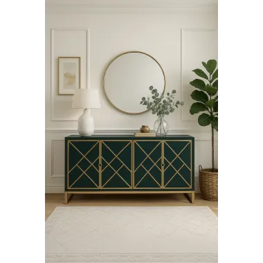Livin Hill STILIG Komoda zielona ze złotymi zdobieniami 180cm / ST09