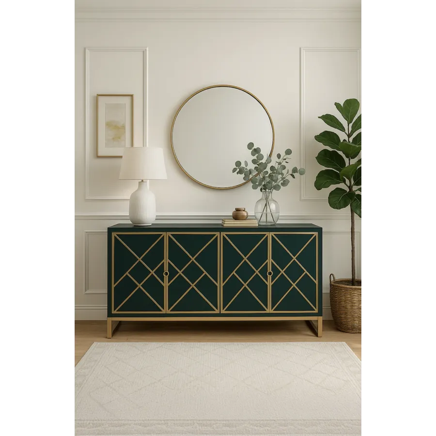 Livin Hill STILIG Komoda zielona ze złotymi zdobieniami 180cm / ST09