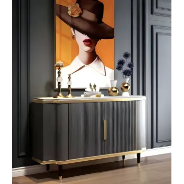 Livin Hill Stilig ST317 Komoda grafitowa marmurowy blat MDF 150 x 92 x 40cm