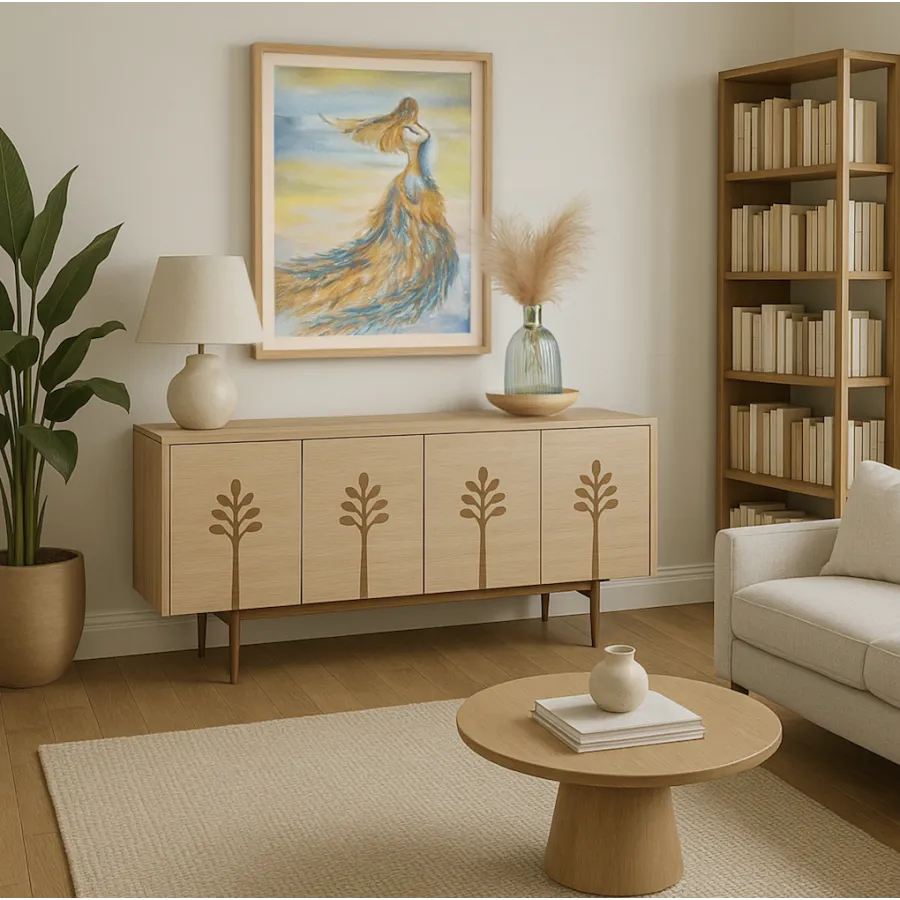 ST307 Komoda optyka białego dębu 180 x 76 x 40cm