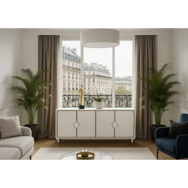 Livin Hill Stilig ST200 Komoda szampańskie srebro z naturalna muszlą 163 x 82 x 48cm