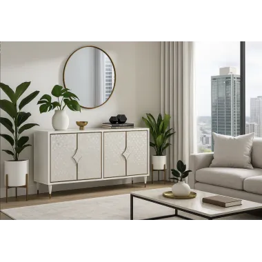 Livin Hill Stilig ST200 Komoda szampańskie srebro z naturalna muszlą 163 x 82 x 48cm