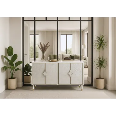 Livin Hill Stilig ST200 Komoda szampańskie srebro z naturalna muszlą 163 x 82 x 48cm