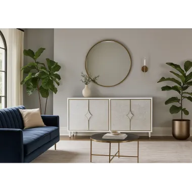 Livin Hill Stilig ST200 Komoda szampańskie srebro z naturalna muszlą 163 x 82 x 48cm