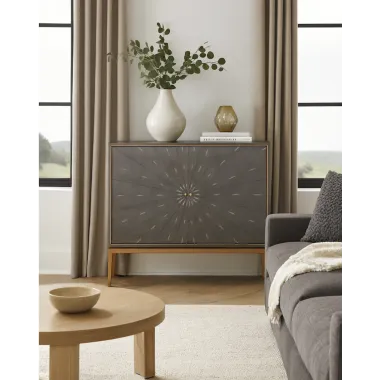 Livin Hill Stilig ST012 Komoda szara złote akcenty 100 x 90 x 40cm