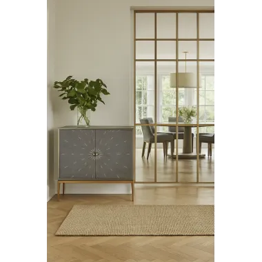 Livin Hill Stilig ST012 Komoda szara złote akcenty 100 x 90 x 40cm