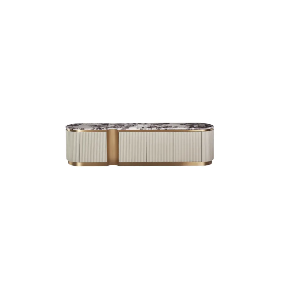 Livin Hill Stilig ST916B Komoda RTV jasnokremowa marmur MDF 200 x 50 x 40cm