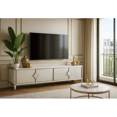 Livin Hill Stilig ST201 Komoda RTV szampańskie srebro MDF 200 x 55 x 40cm