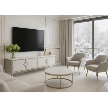 Livin Hill Stilig ST201 Komoda RTV szampańskie srebro MDF 200 x 55 x 40cm