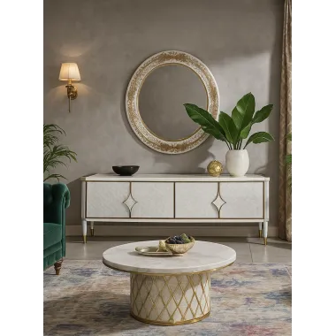 Livin Hill Stilig ST201 Komoda RTV szampańskie srebro MDF 200 x 55 x 40cm