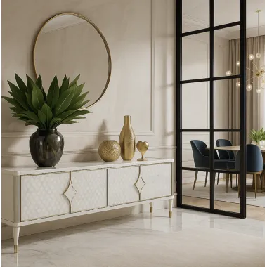 Livin Hill Stilig ST201 Komoda RTV szampańskie srebro MDF 200 x 55 x 40cm