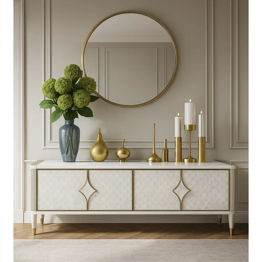 Livin Hill Stilig ST201 Komoda RTV szampańskie srebro MDF 200 x 55 x 40cm