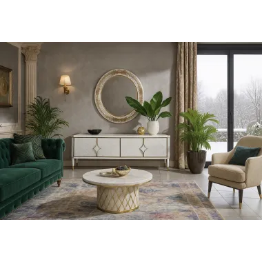 Livin Hill Stilig ST201 Komoda RTV szampańskie srebro MDF 200 x 55 x 40cm