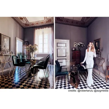 Kare Stół do jadalni GLORIA Złoty 200 x 75 x 100cm / 81543