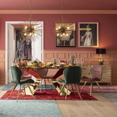 Kare Stół do jadalni GLORIA Złoty 200 x 75 x 100cm / 81543