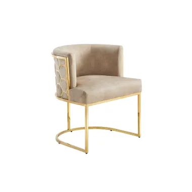 Invicta Krzesło ELEGANCE beżowy aksamit złota rama 64 x 75 x 56cm / 47499