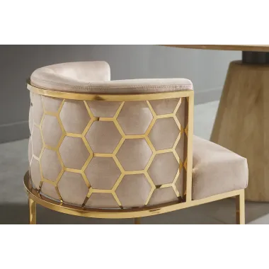 Invicta Krzesło ELEGANCE beżowy aksamit złota rama 64 x 75 x 56cm / 47499