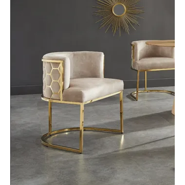 Invicta Krzesło ELEGANCE beżowy aksamit złota rama 64 x 75 x 56cm / 47499