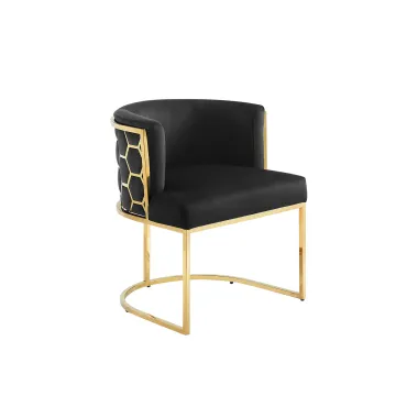 Invicta Krzesło ELEGANCE czarny aksamit złota rama 64 x 75 x 56cm / 47498