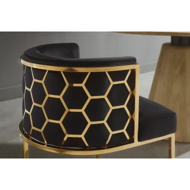 Invicta Krzesło ELEGANCE czarny aksamit złota rama 64 x 75 x 56cm / 47498