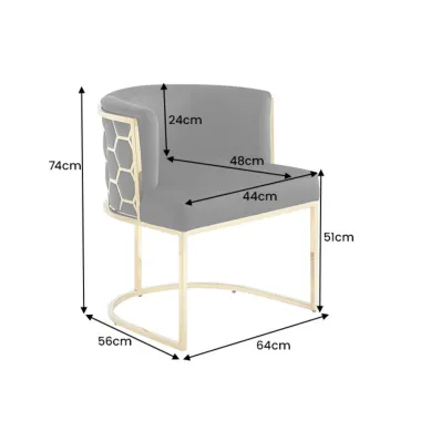Invicta Krzesło ELEGANCE czarny aksamit złota rama 64 x 75 x 56cm / 47498