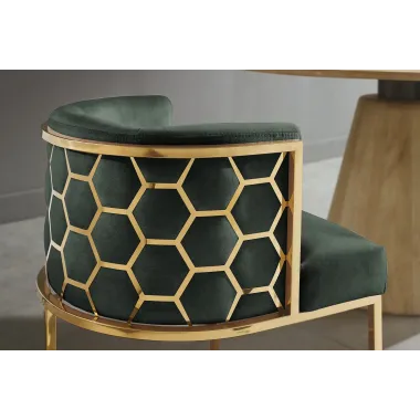 Invicta Krzesło ELEGANCE zielony aksamit złota rama 64 x 75 x 56cm / 47500