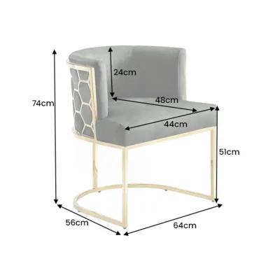 Invicta Krzesło ELEGANCE zielony aksamit złota rama 64 x 75 x 56cm / 47500