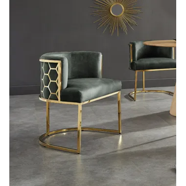 Invicta Krzesło ELEGANCE zielony aksamit złota rama 64 x 75 x 56cm / 47500