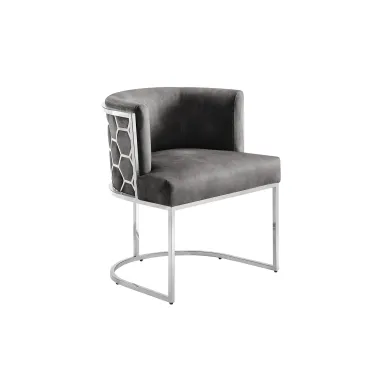 Invicta Krzesło ELEGANCE szary aksamit srebrna rama 64 x 75 x 56cm / 47501