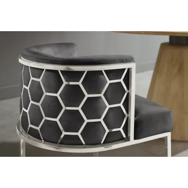 Invicta Krzesło ELEGANCE szary aksamit srebrna rama 64 x 75 x 56cm / 47501