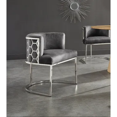 Invicta Krzesło ELEGANCE szary aksamit srebrna rama 64 x 75 x 56cm / 47501