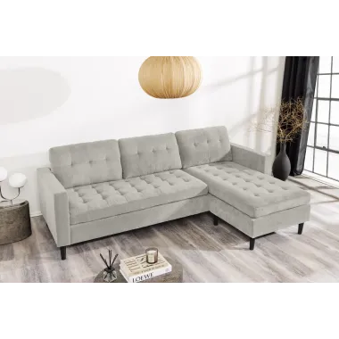 Invicta Sofa narożna STOCKHOLM 3 osobowa szarozielony  sztruks 220cm / 47837
