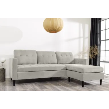 Invicta Sofa narożna STOCKHOLM 3 osobowa szarozielony  sztruks 220cm / 47837