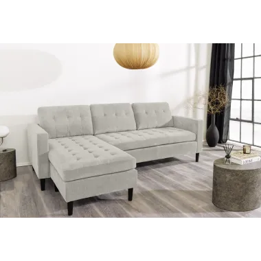 Invicta Sofa narożna STOCKHOLM 3 osobowa szarozielony  sztruks 220cm / 47837