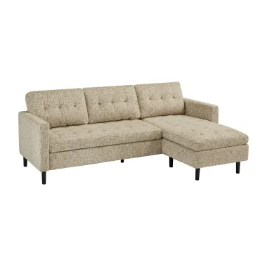 Invicta Sofa narożna STOCKHOLM 3 osobowa tkanina beżowa 220cm / 47838