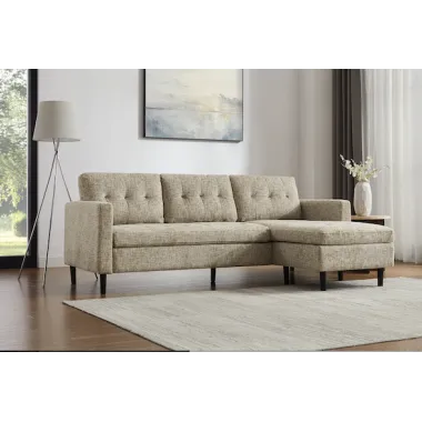 Invicta Sofa narożna STOCKHOLM 3 osobowa tkanina beżowa 220cm / 47838