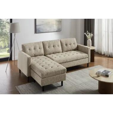 Invicta Sofa narożna STOCKHOLM 3 osobowa tkanina beżowa 220cm / 47838