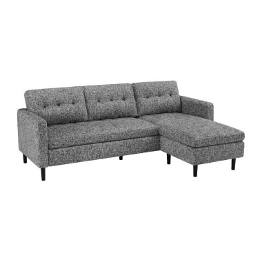 Invicta Sofa narożna STOCKHOLM 3 osobowa szara tkanina 220cm / 47839