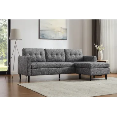 Invicta Sofa narożna STOCKHOLM 3 osobowa szara tkanina 220cm / 47839