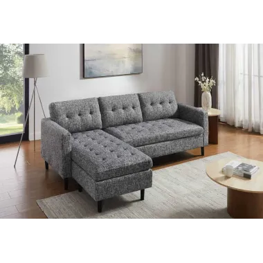 Invicta Sofa narożna STOCKHOLM 3 osobowa szara tkanina 220cm / 47839