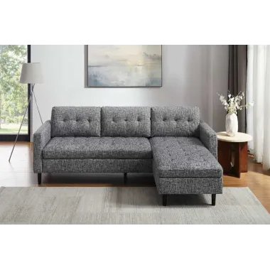 Invicta Sofa narożna STOCKHOLM 3 osobowa szara tkanina 220cm / 47839