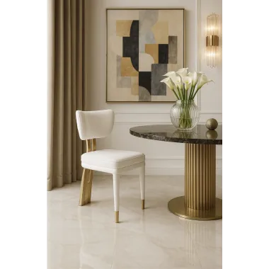 Modig M3-1 Krzesło biała tkanina szenilowa 51 x 83 x 54cm