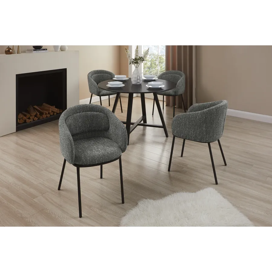 Invicta Krzesło tapicerowane FLORENZ tkanina teksturowana szara 56 x 78 x 55cm / 47791