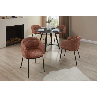 Invicta Krzesło tapicerowane FLORENZ tkanina teksturowana rdzawy brąz 56 x 78 x 55cm / 47793