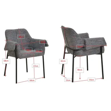 Kare Krzesło tapicerowane BESS szary 70 x 85 x 62cm / 87068