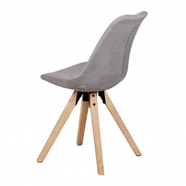 WOHNLING Set of 2 Retro Dining chair Light gray upholstered chair fabric cover backrest Design Kitchen chair