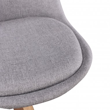 WOHNLING Set of 2 Retro Dining chair Light gray upholstered chair fabric cover backrest Design Kitchen chair