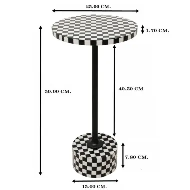Kare Stolik pomocniczy DOMERO CHESS czarno biały Ø 25 x 50 x 25cm / 86569